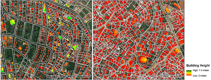Building height maps in Kigali, Rwanda